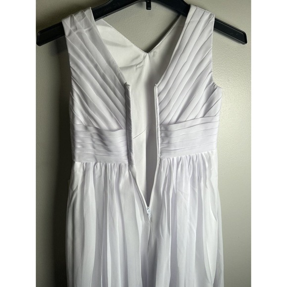 A-Line Pleated Chiffon Floor-Length Junior Girls Dress‎ white- J Size 10. Easter - Picture 14 of 16